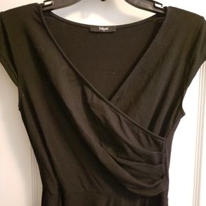 Laksmi black faux wrap surplice dress small